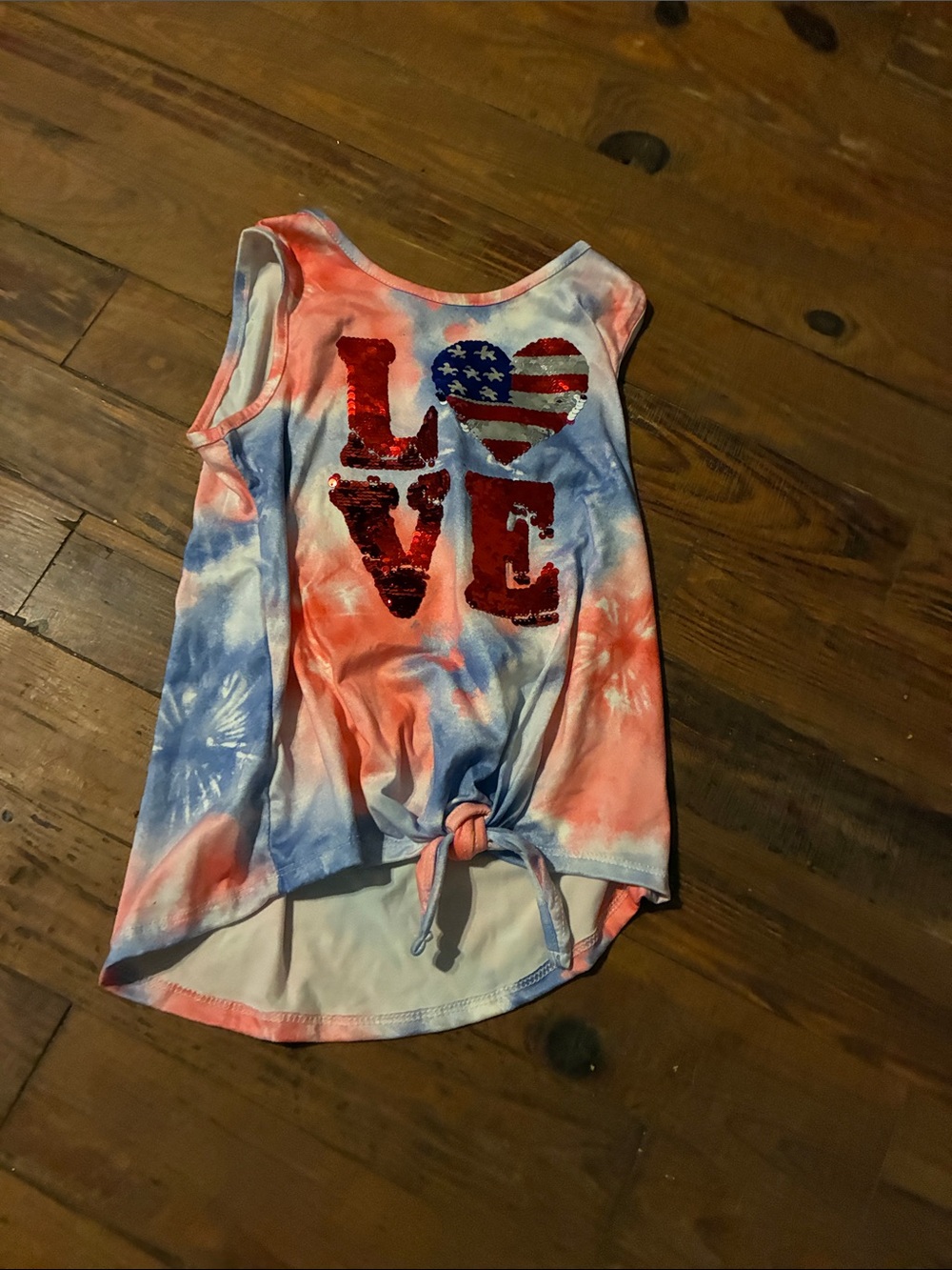 btween Red & Blue Tie-Dye 'LOVE' Sequin Tank Top